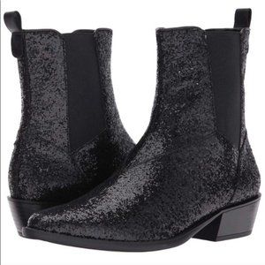 Katy Perry Ziggy Black Glitter Ankle Boots NWOT